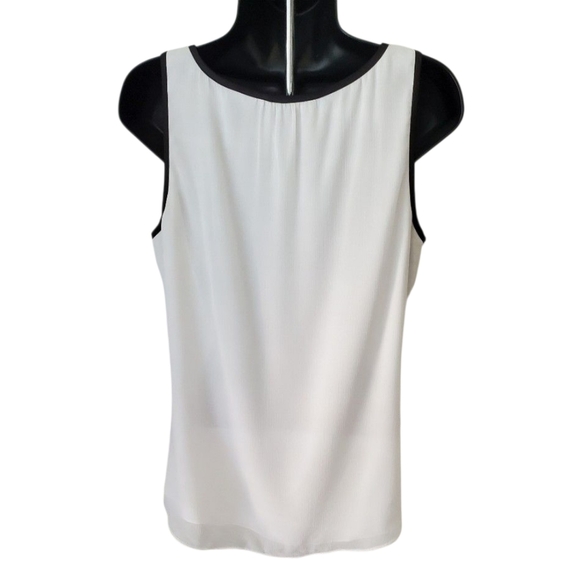 White House Black Market White Sleeveless Sheer Lace Beaded Neckline Top Size M - Picture 6 of 7